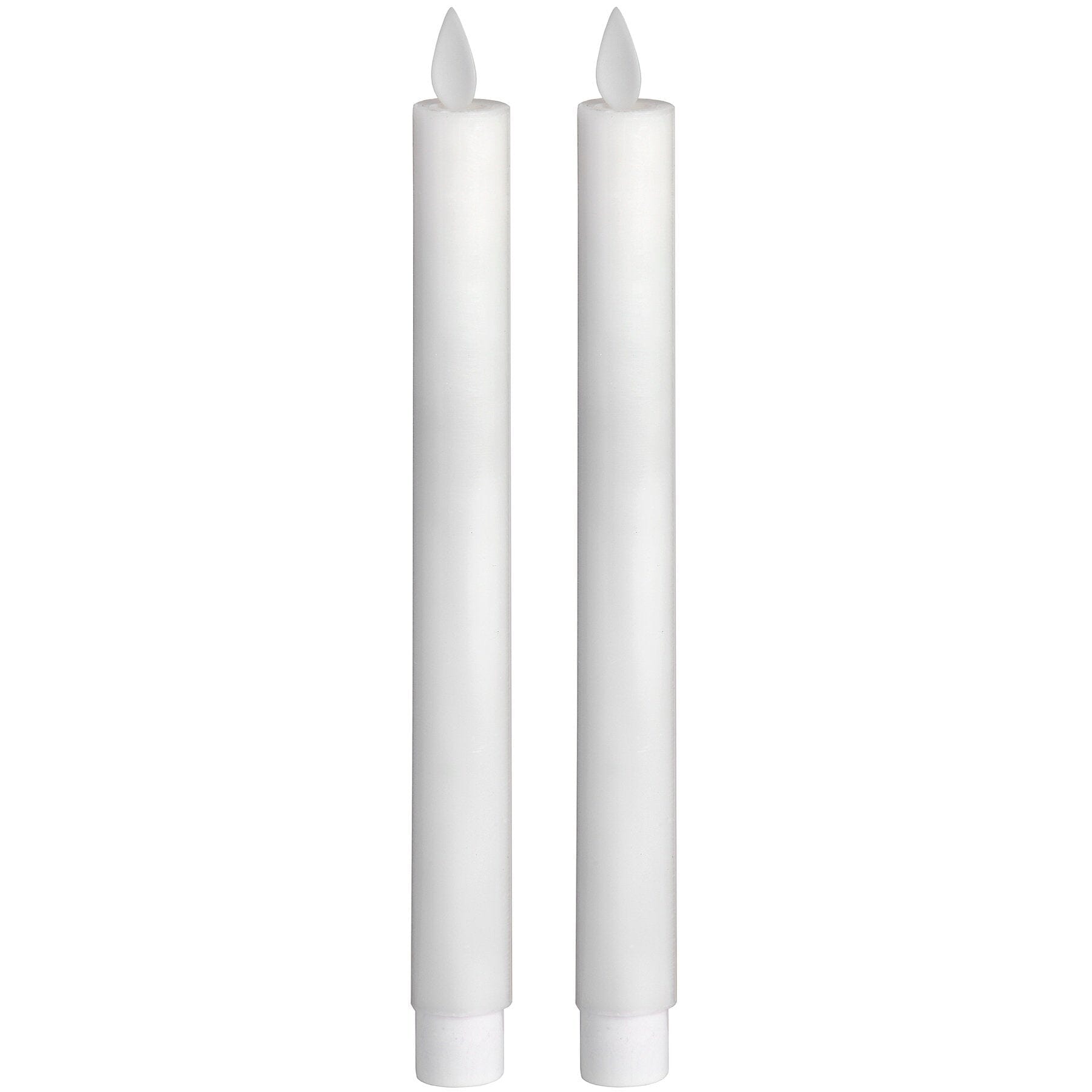 Pair Of White Luxe Flickering Flame LED Wax Dinner Candles Hill Interiors 