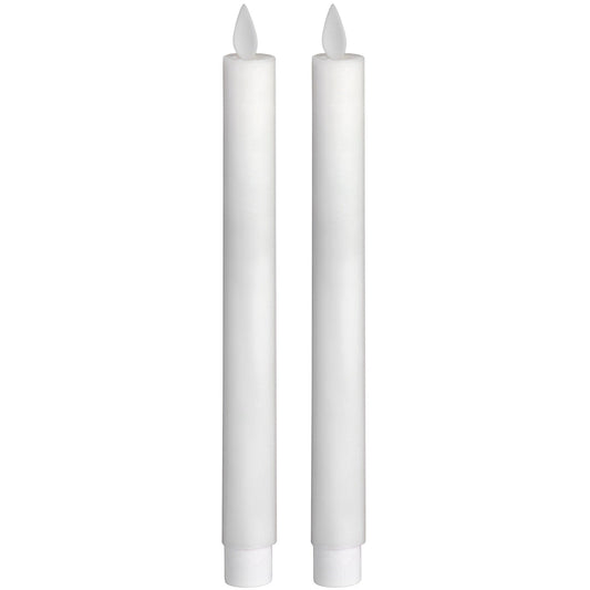 Pair Of White Luxe Flickering Flame LED Wax Dinner Candles Hill Interiors 