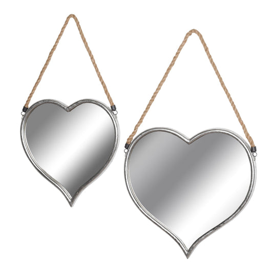 Set Of Two Heart Mirrors With Rope Detail Hill Interiors 