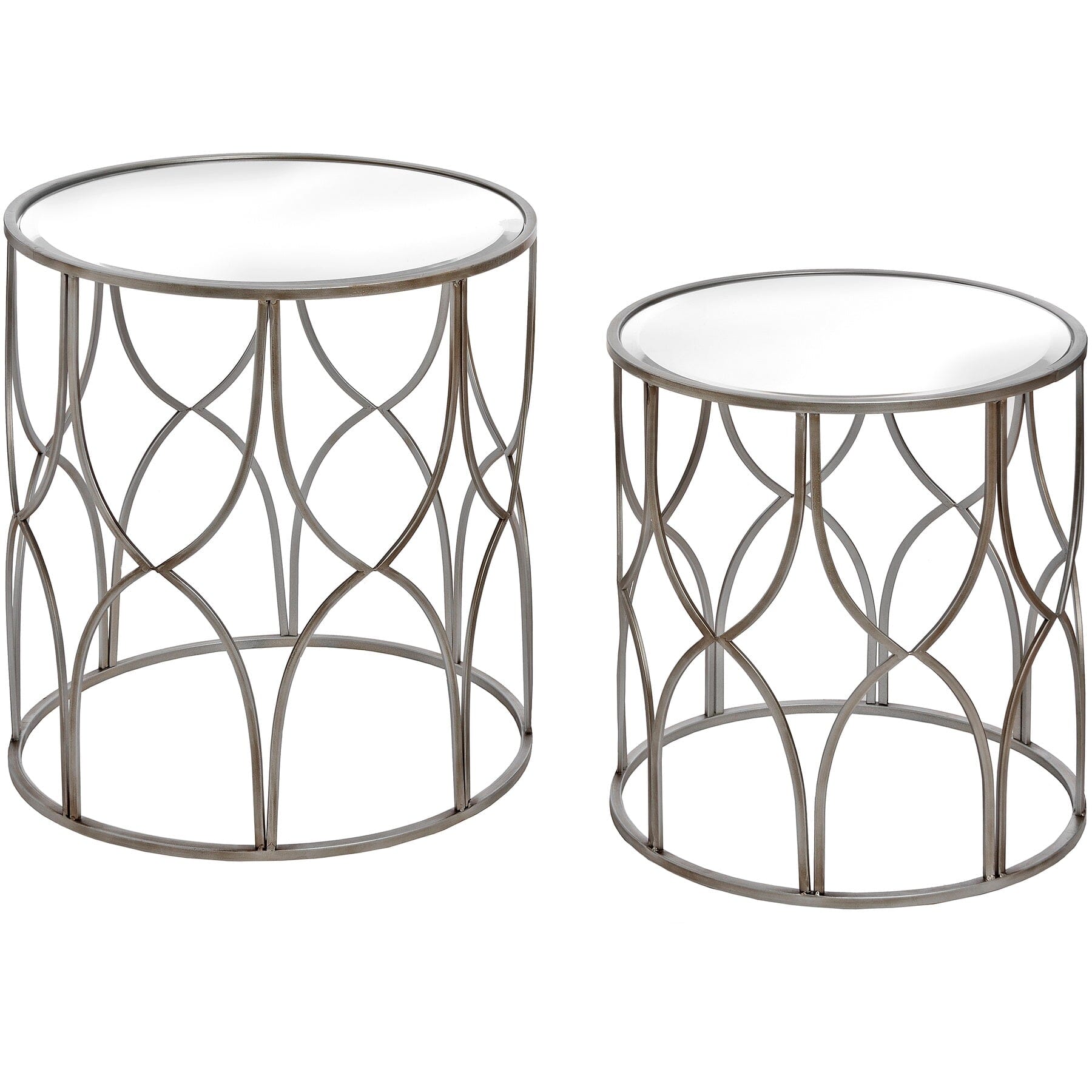 Set Of Two Lattice Detail Silver Side Table Hill Interiors 
