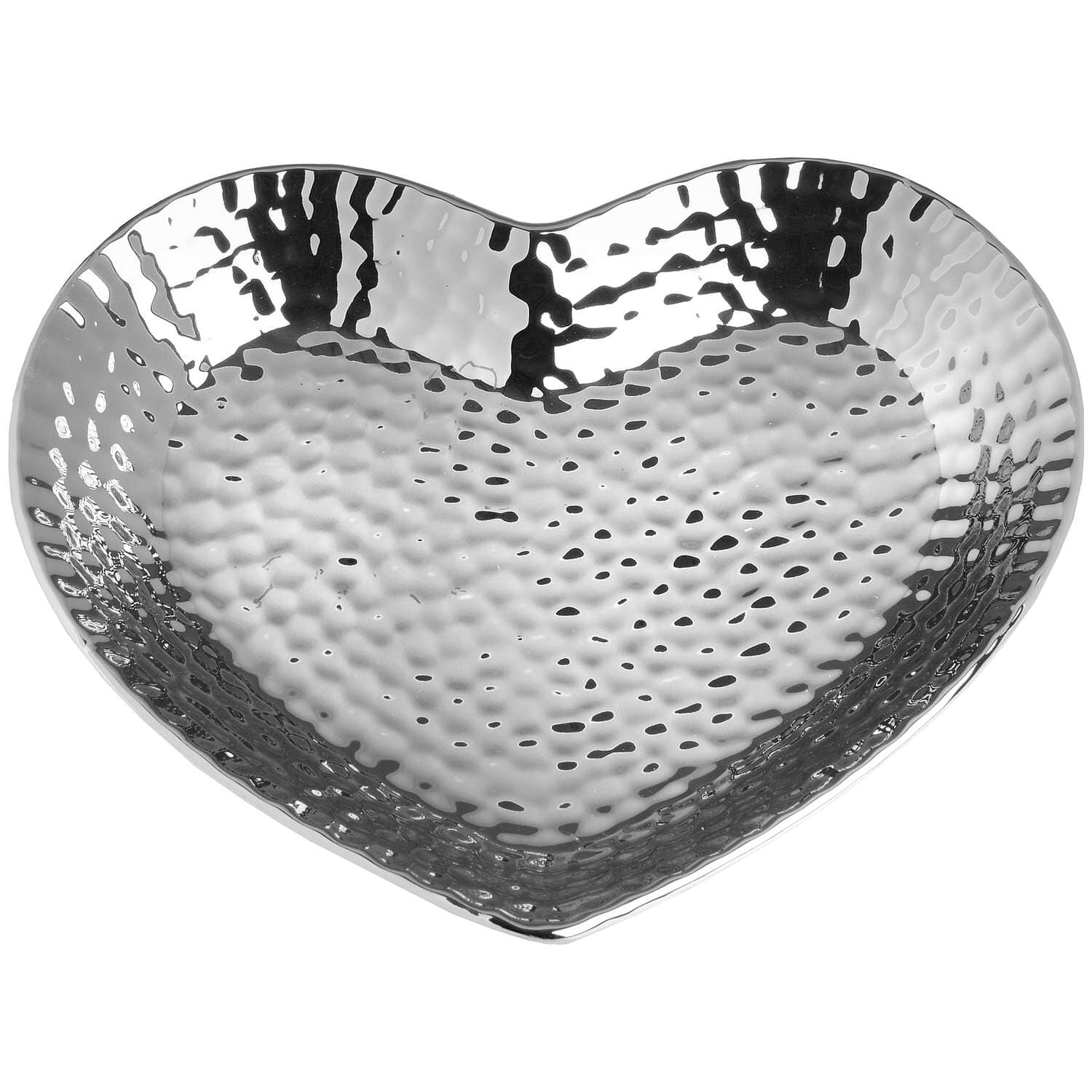 Silver Ceramic Dimple Effect Medium Heart Hill Interiors 