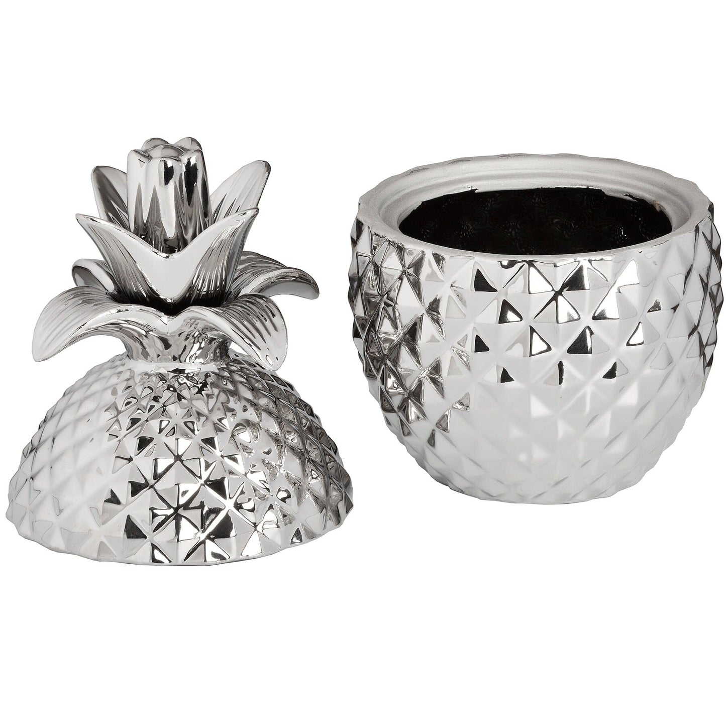 Silver Ceramic Pineapple Trinket Jar Hill Interiors 