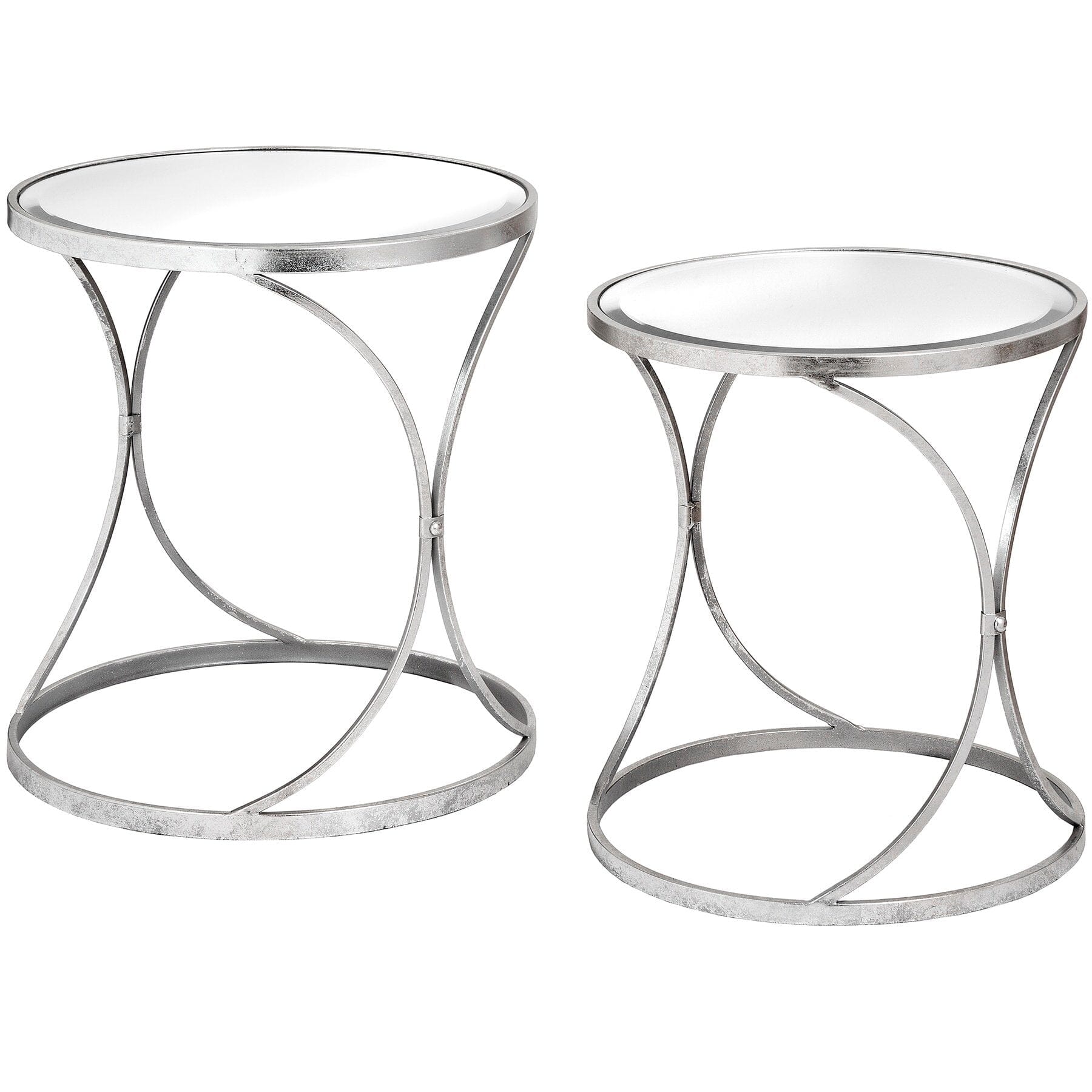 Silver Curved Design Set Of 2 Side Tables Hill Interiors 