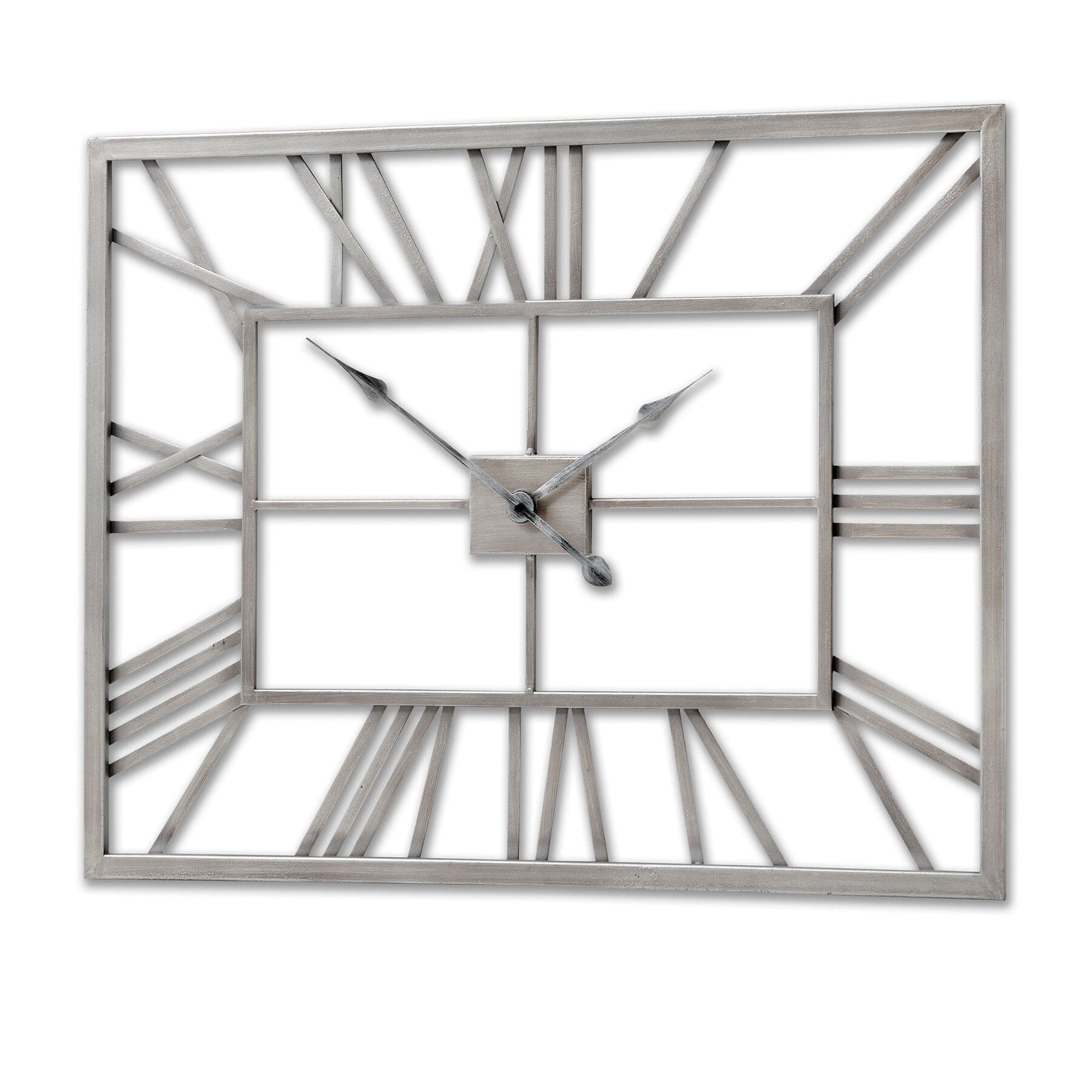 Silver Rectangular Skeleton Wall Clock Hill Interiors 