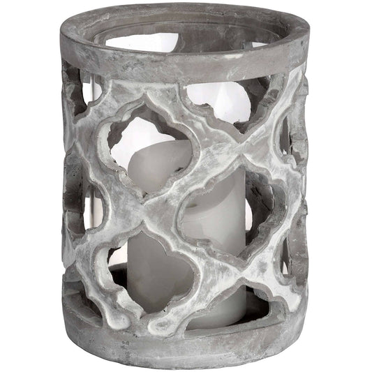 Small Stone Effect Patterned Candle Holder Hill Interiors 