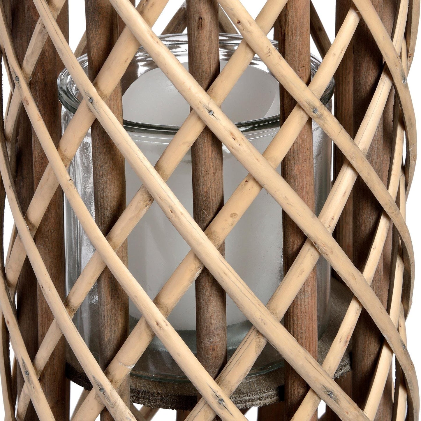 Small Wicker Lantern with Glass Hurricane Hill Interiors 