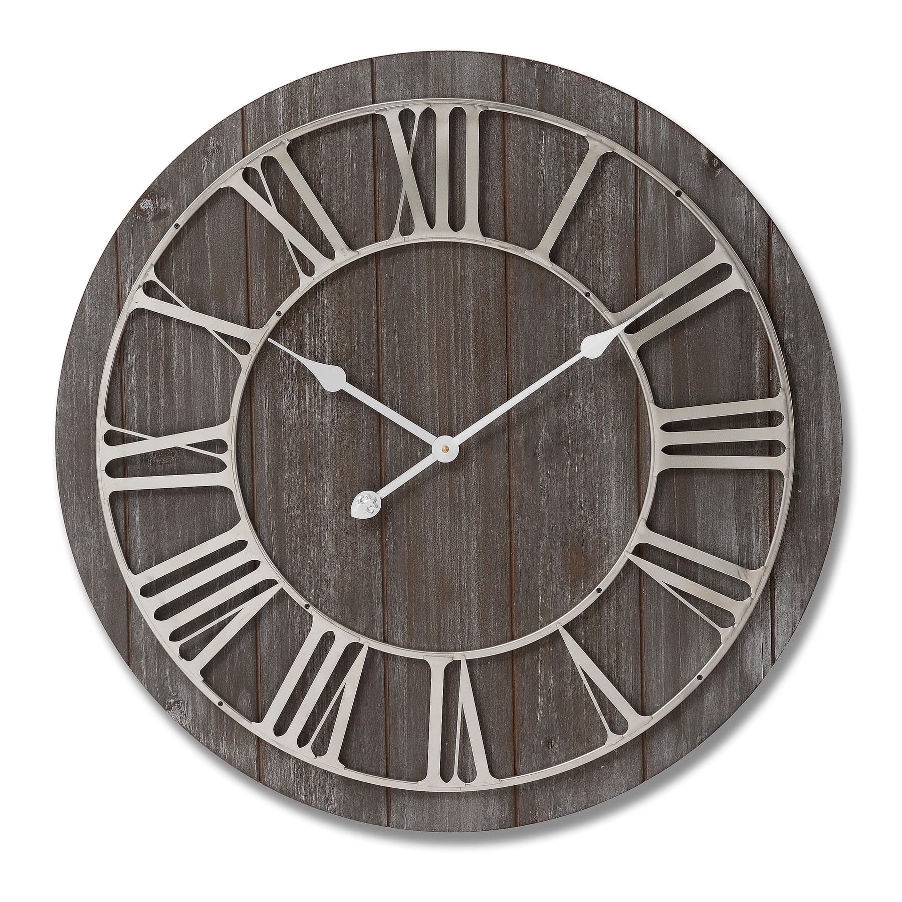 Wooden Clock With Contrasting Nickel Detail Hill Interiors 