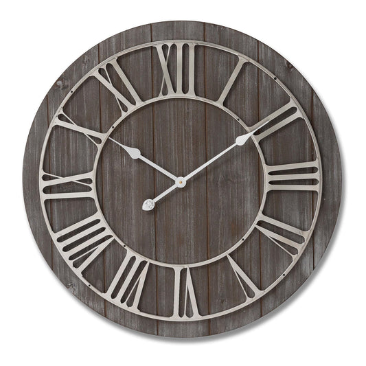 Wooden Clock With Contrasting Nickel Detail Hill Interiors 