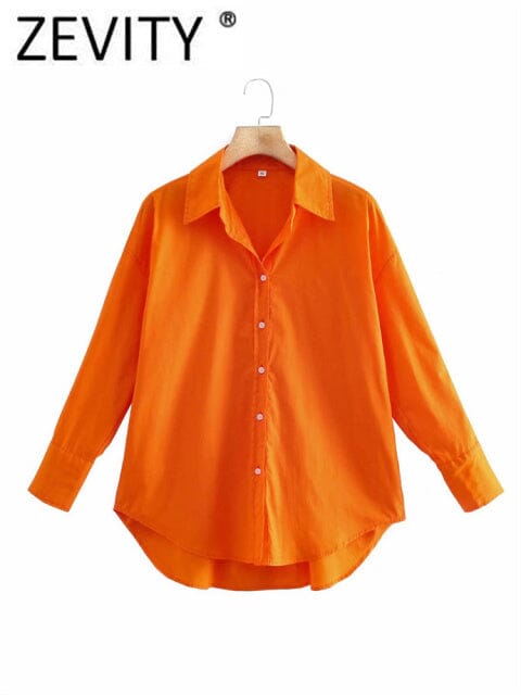 Zevity New Women Simply Candy COlor Single Breasted Poplin Shirts Office Lady Long Sleeve Blouse Roupas Chic Chemise Tops LS9114 inkedbutterfly LD LS9114J L China